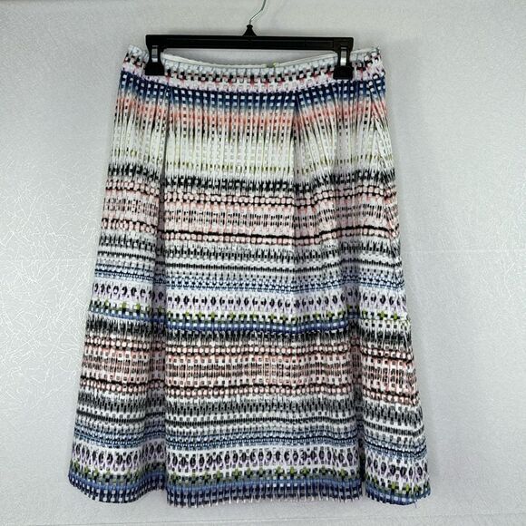 Aqua Multicolor Square Perforated A Line Midi Skirt S - Picture 2 of 4